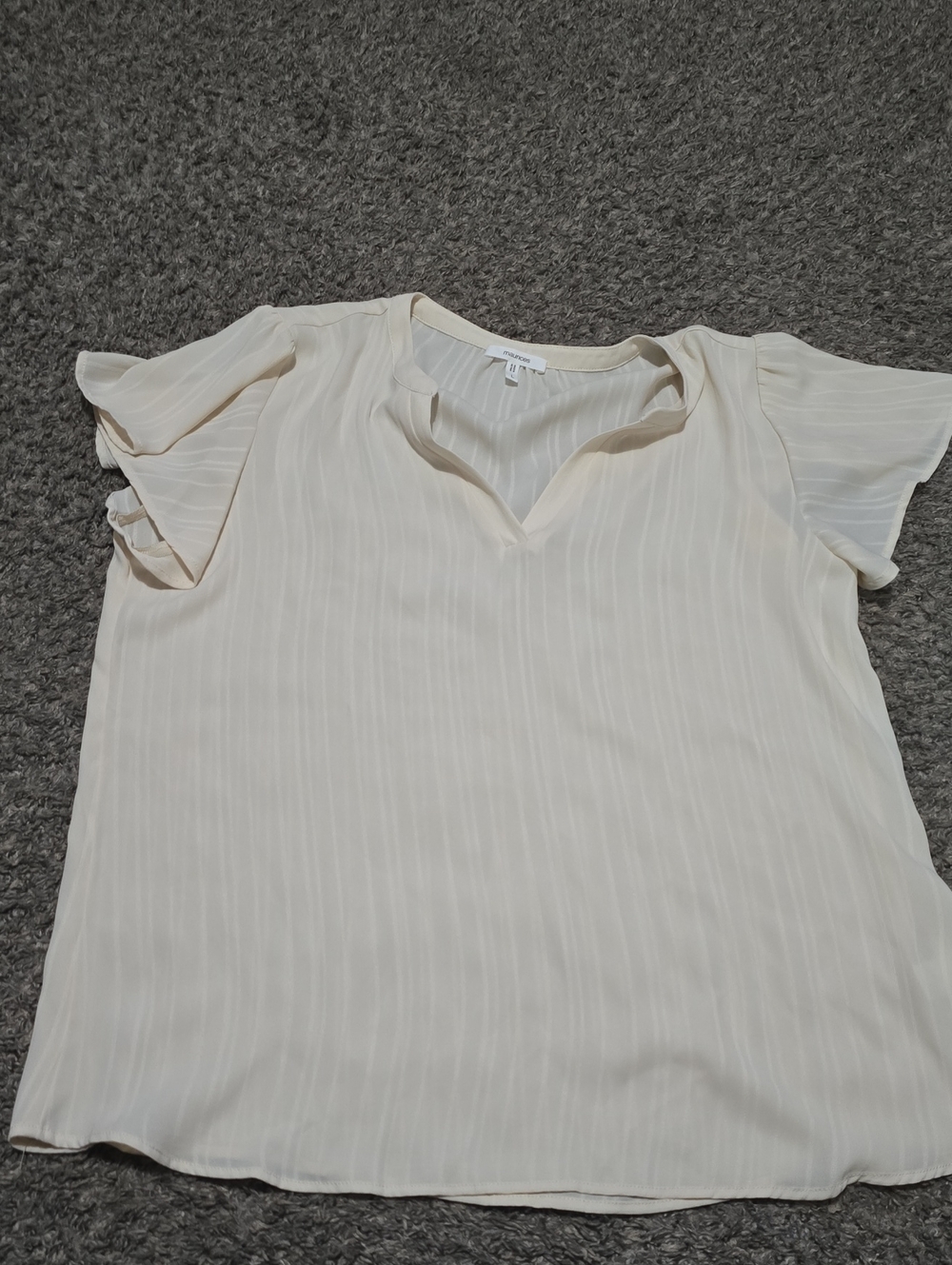 Maurices Cream Split-Neck Flutter Sleeve Blouse
